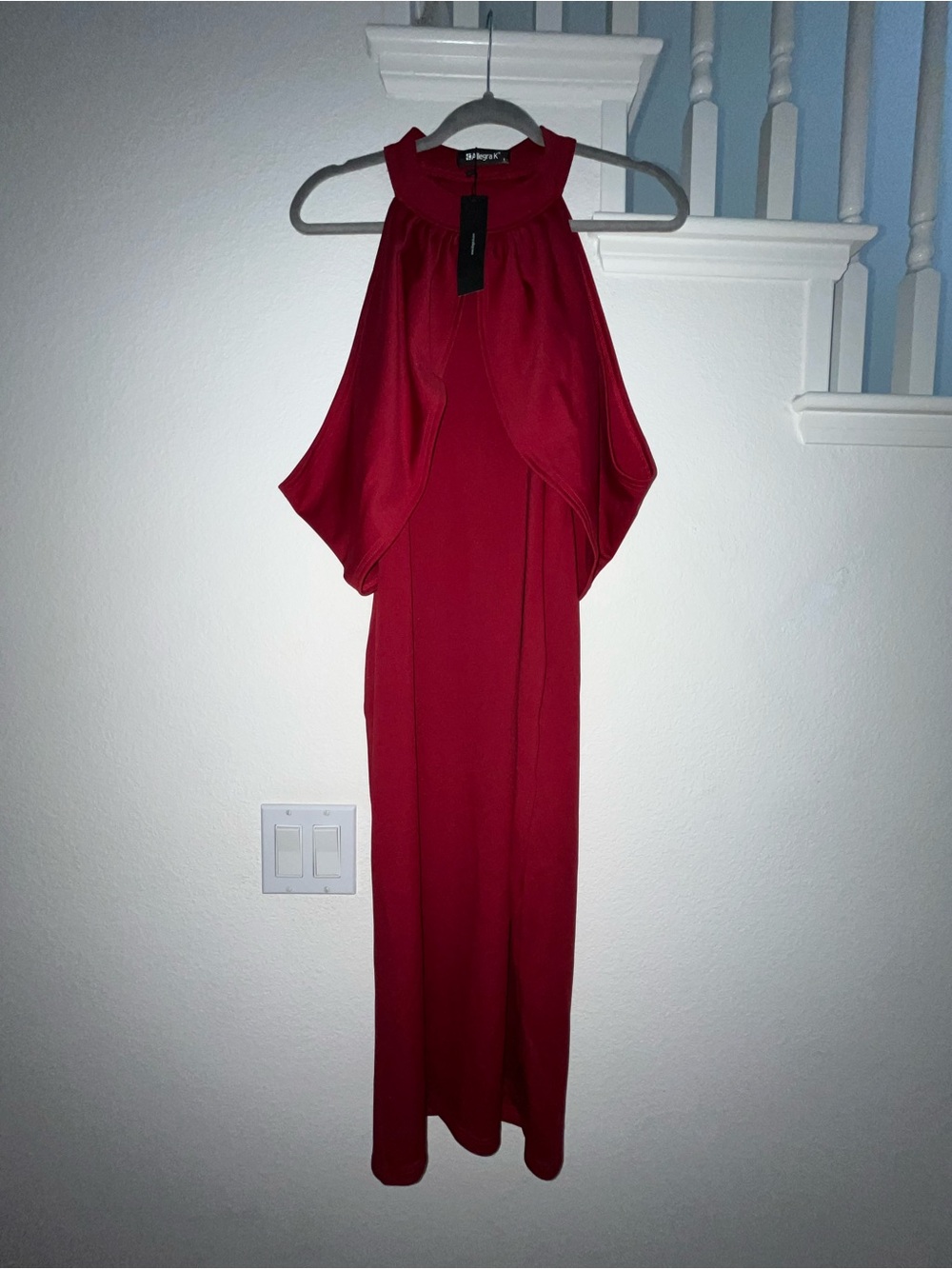 ✨ NWT Allegra K Red High Neck Cape Overlay Bodycon Mini Dress - (S) ♥️💋